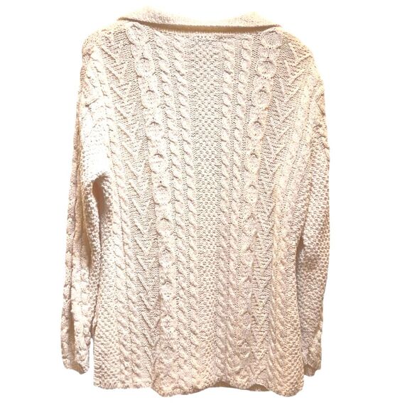 Vintage Winter Silks Cable Knit Women's Cardigan Cream Silk Cotton Soft Cozy L - Picture 3 of 7
